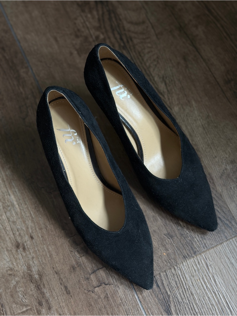 Pointed Toe Black Suede Pumps by Unbranded
